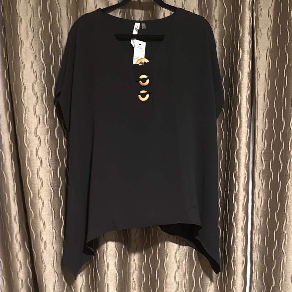 3/$30 NWT Elegant Black Women's blouse 1X